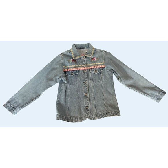 Vintage BILL BLASS 1990s Embroidered Denim Jacket Size Small - Picture 2 of 8